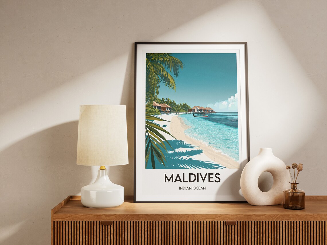 Maldives Indian Ocean Travel Poster, Travel Print - Image 2