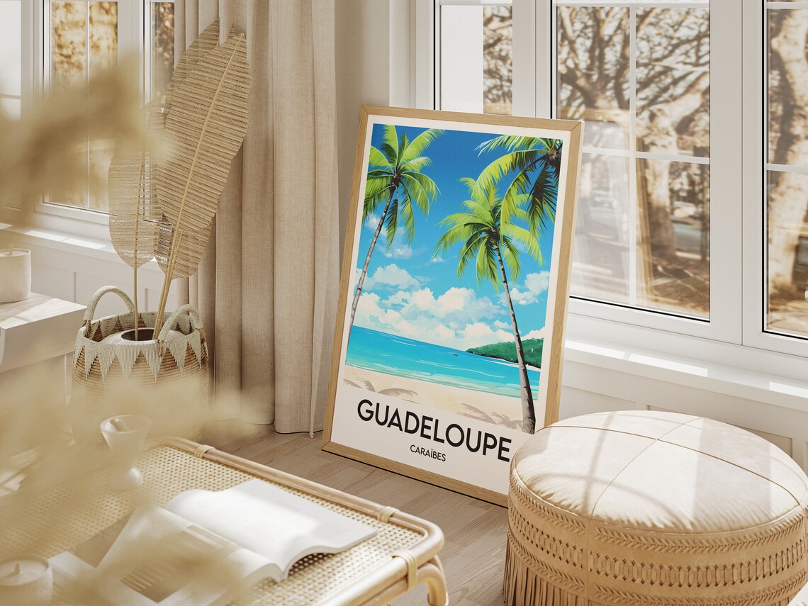 Guadeloupe Caribbean Travel Poster, Paradise Beach - Image 2