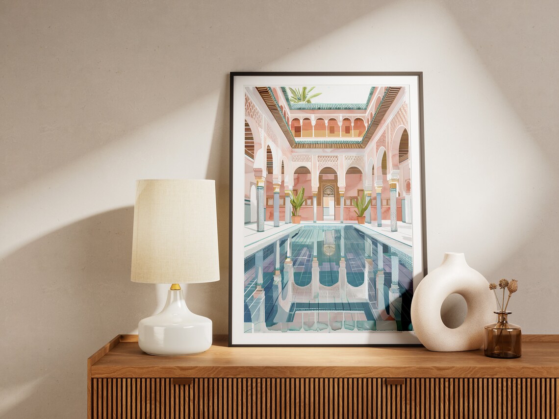 Casablanca Riad Painting Poster Print Artwork Acrylic Painting - Image 2