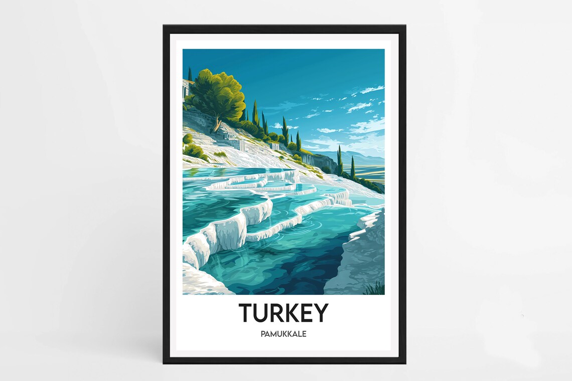 Pamukkale Travel Poster, Turkey Interior Decor