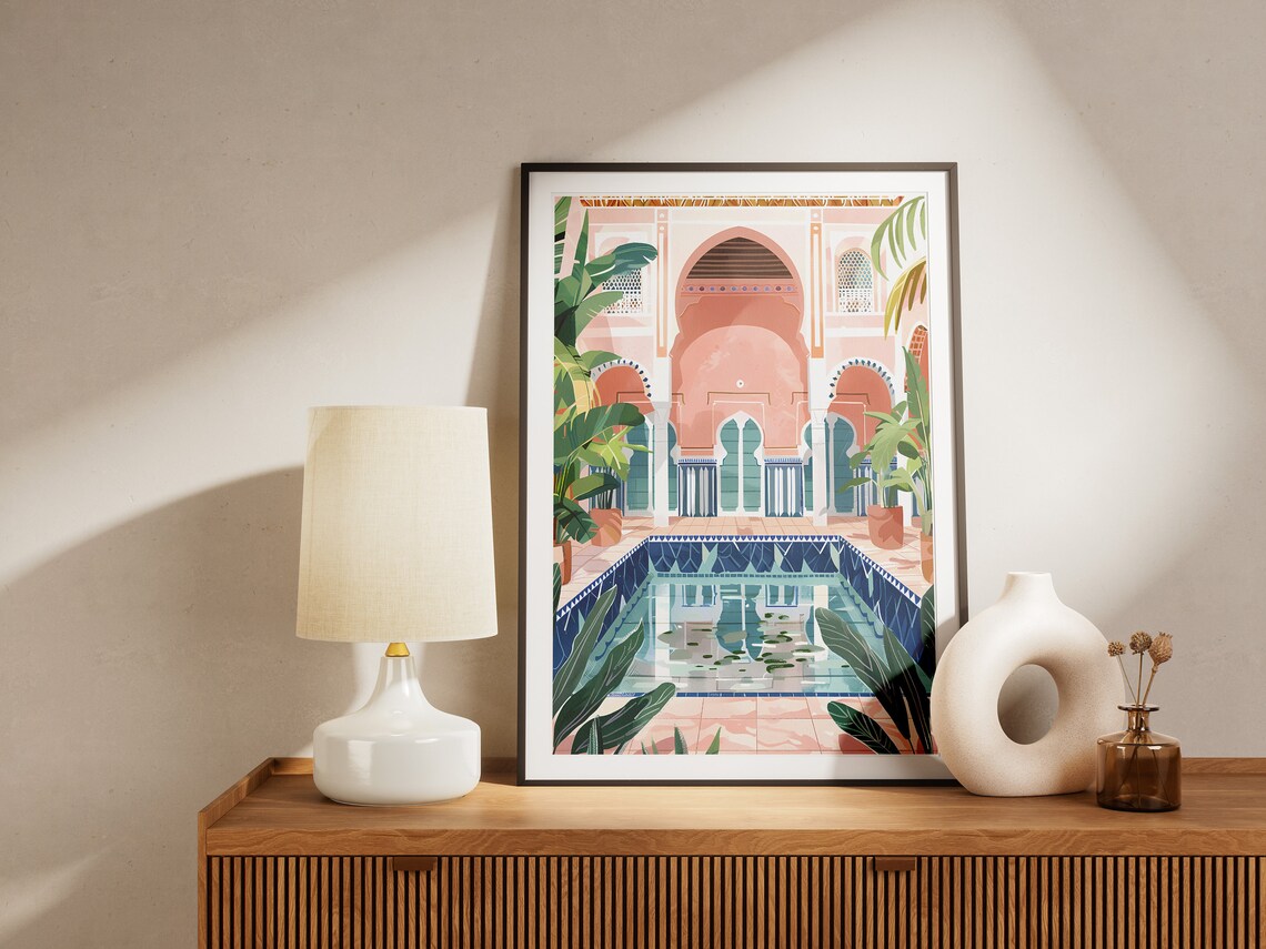 Marrakech Morocco Acrylic Painting Poster - Image 2