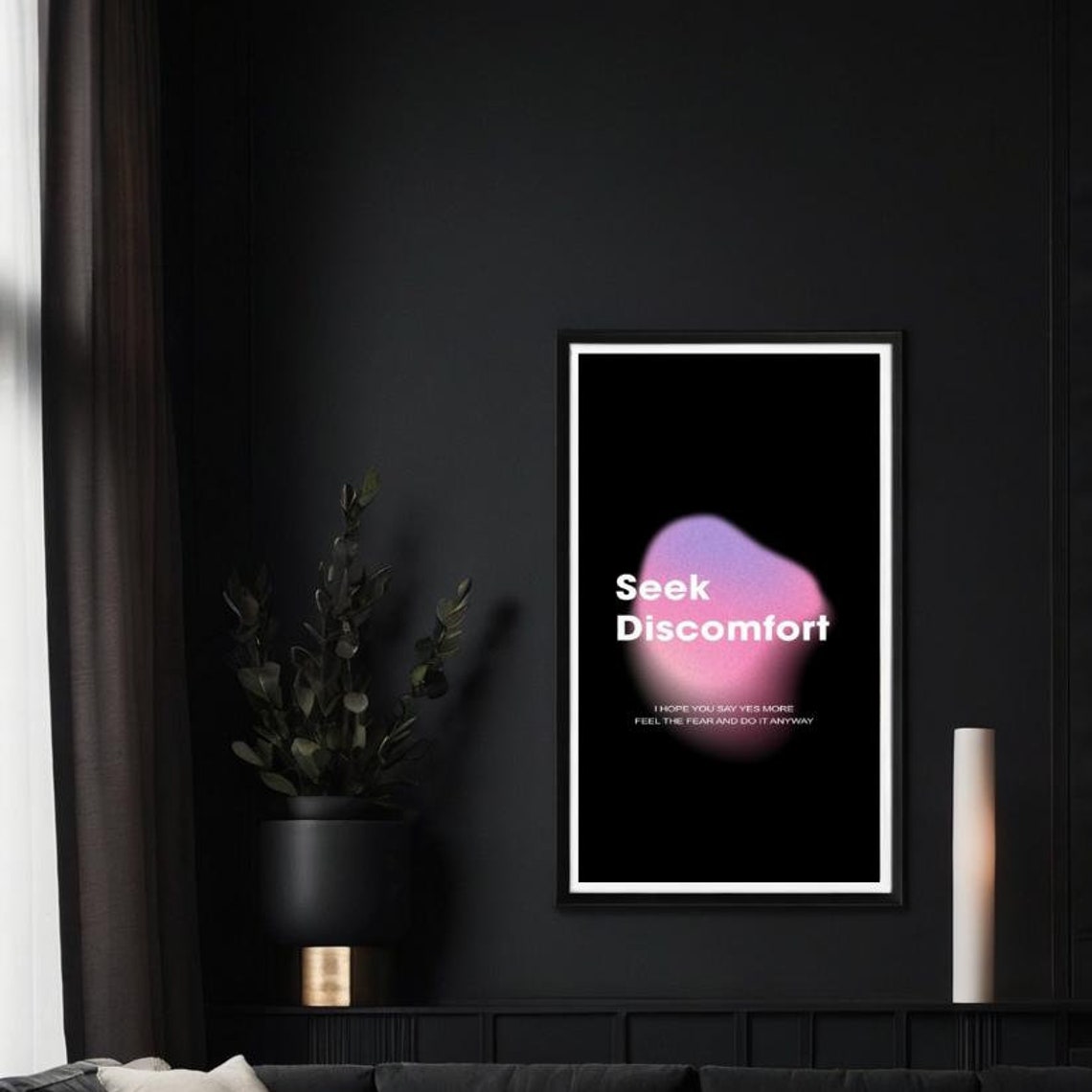 Seek Discomfort Pink Gradient Blob Bold Typography Motivational Poster