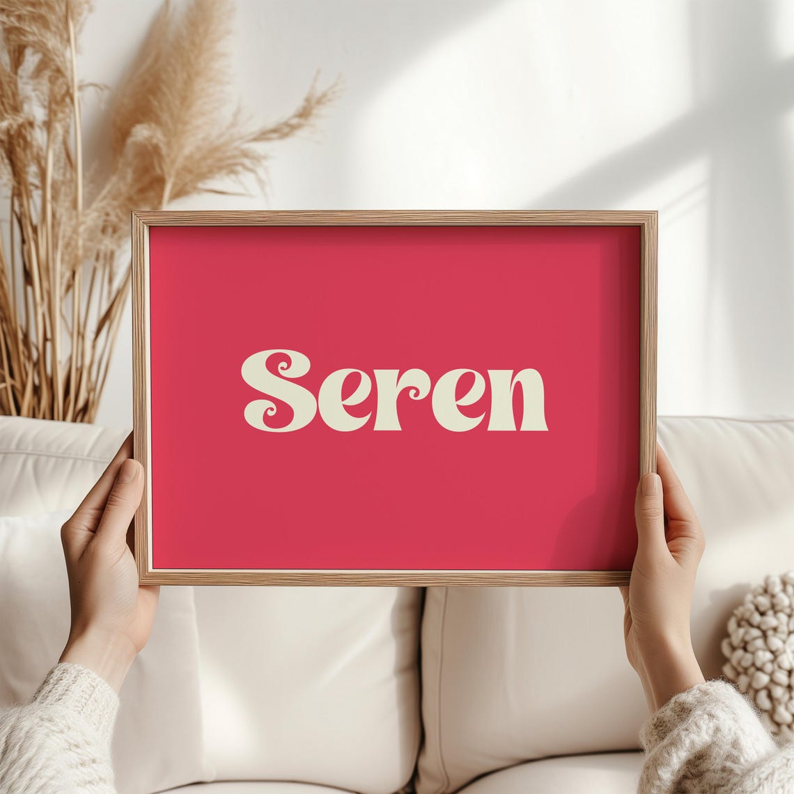 Seren Welsh Word Bright Retro Yellow On Teal Word Art Poster - Image 2