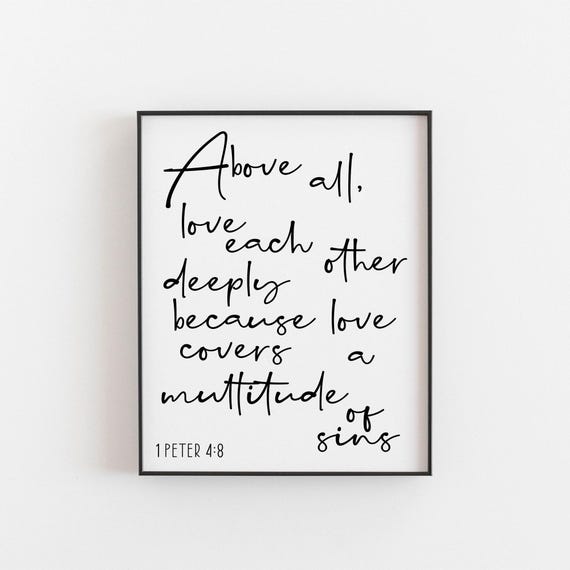1 Peter 48 Inspirational Print Love One Another Deeply Bible Verse Wall Art Christian Gift For Home Encouraging Scripture Decor
