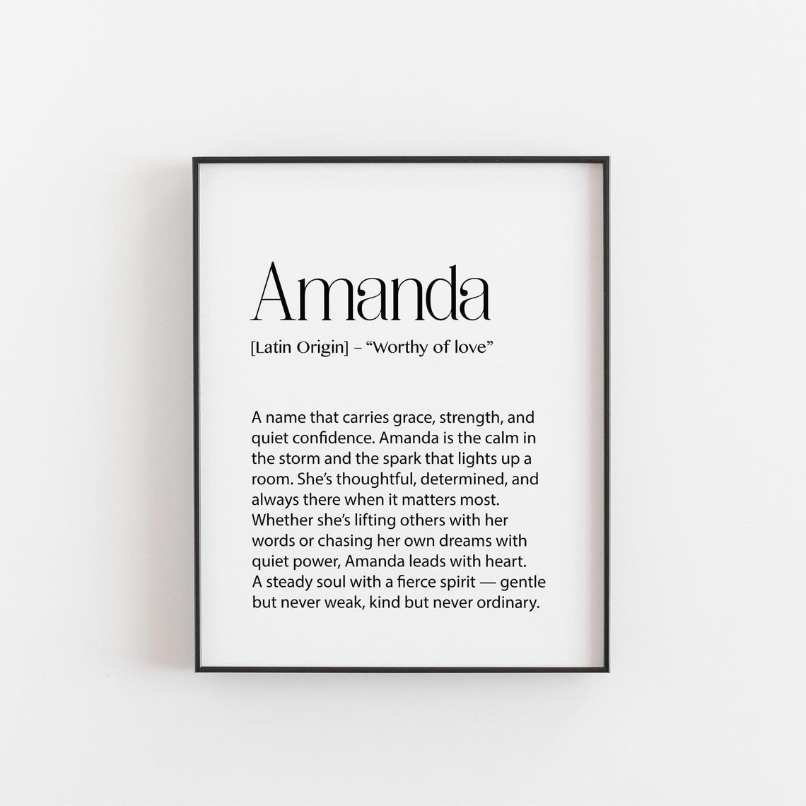 Amanda Name Meaning Poster Personalized Gift Wall Decor Latin Origin