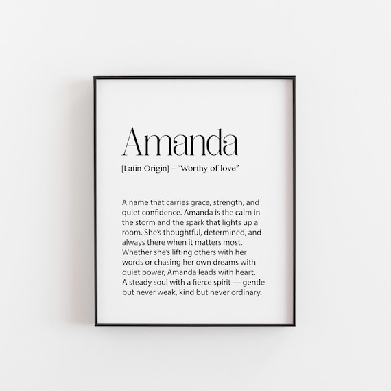 Amanda Name Meaning Poster Personalized Gift Wall Decor Latin Origin