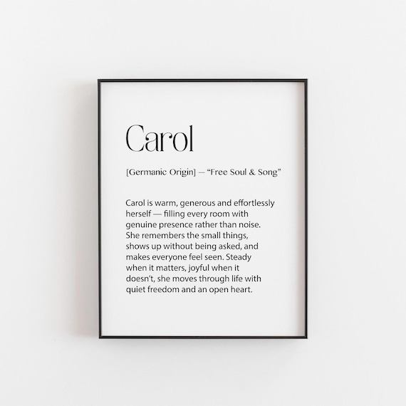 Carol Name Meaning Free Soul And Song Germanic Origin Typography Poster