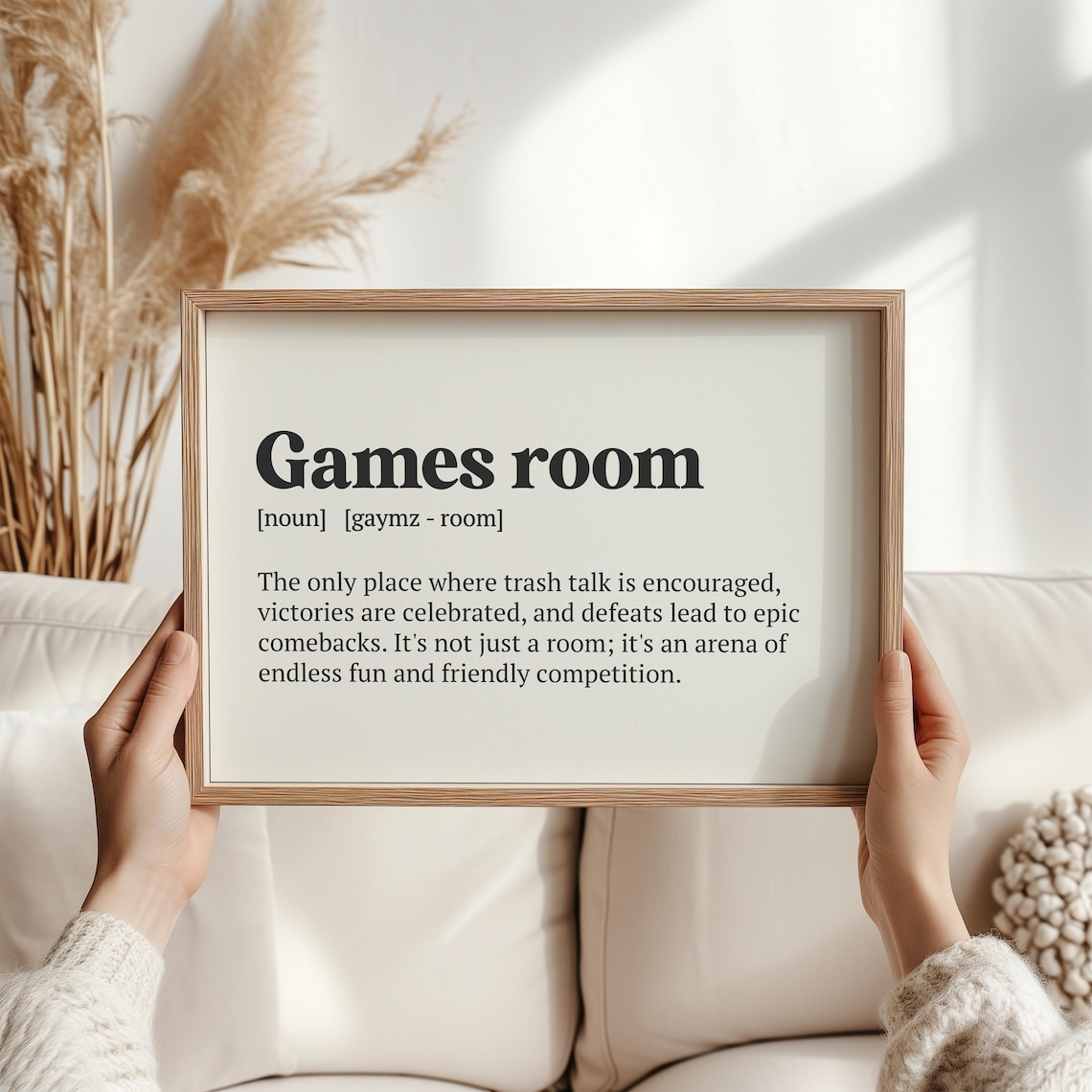 Games Room Definition Art Print, Playful Typography