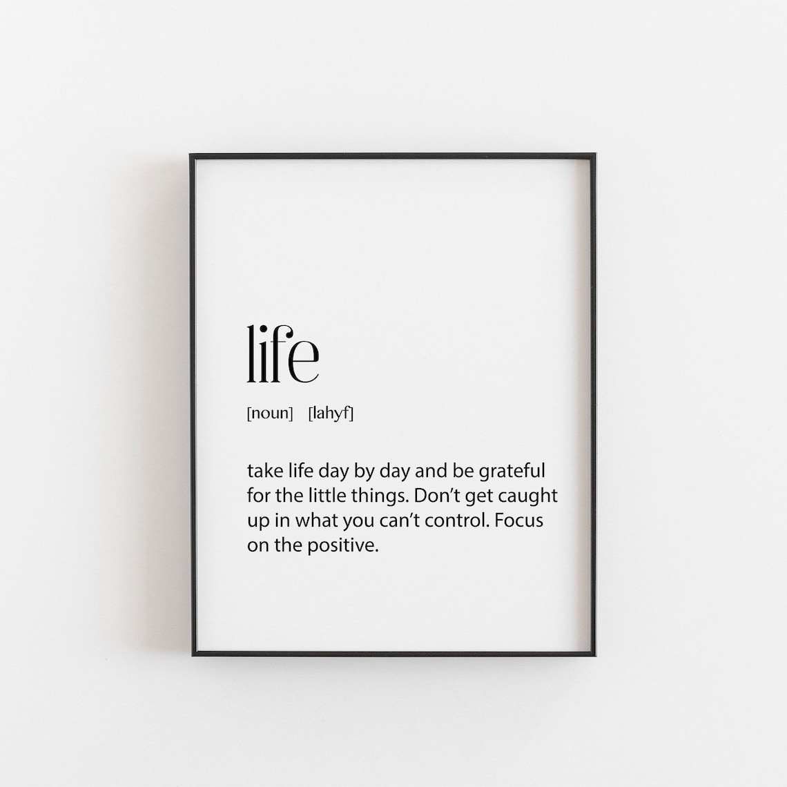 Life Definition Print, Minimalist Inspirational Poster