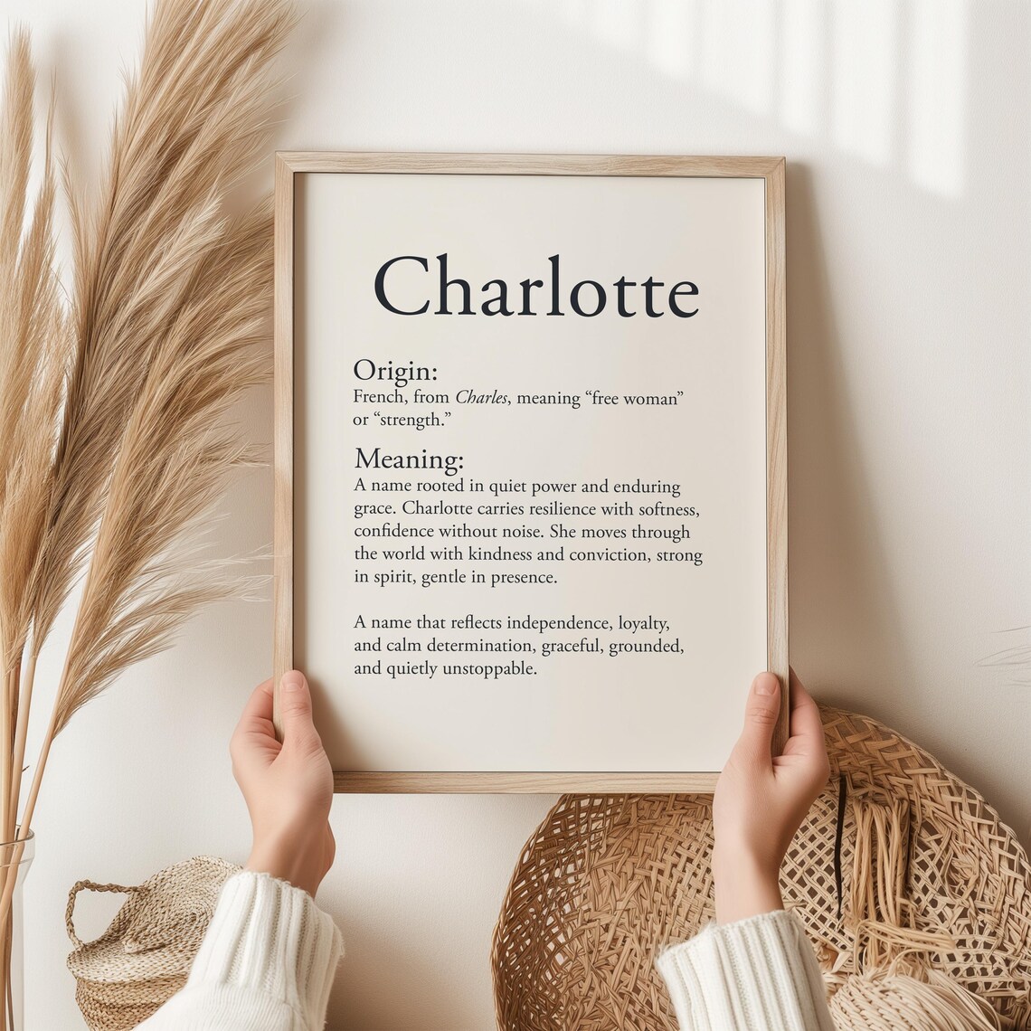 Charlotte Name Meaning Art Print, Nursery Decor