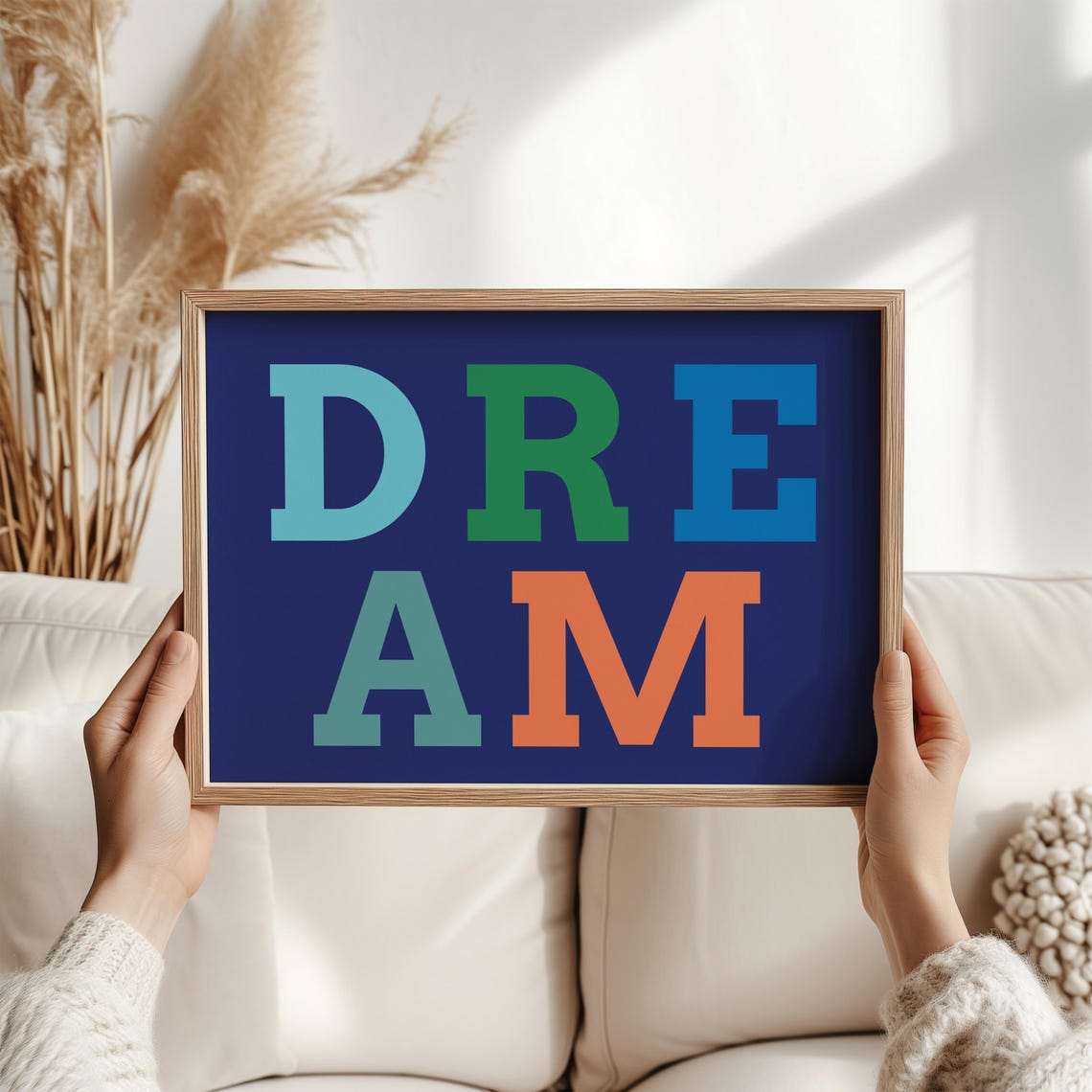 Dream Bold Block Letter Print Colorful Modern Motivational Wall Decor - Image 2
