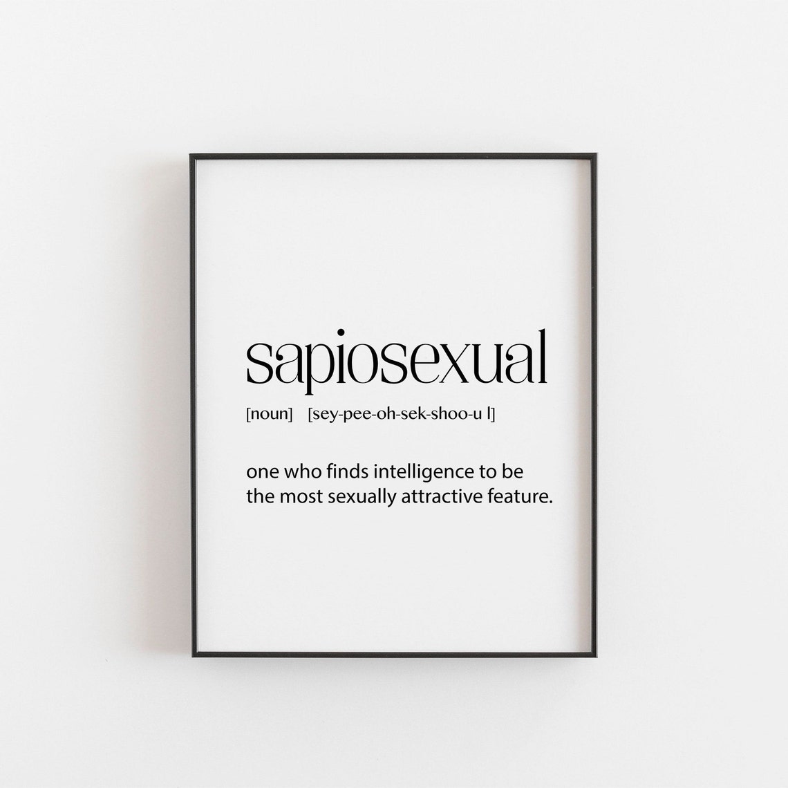 Sapiosexual Word Definition Minimalist Dictionary Quote Wall Art