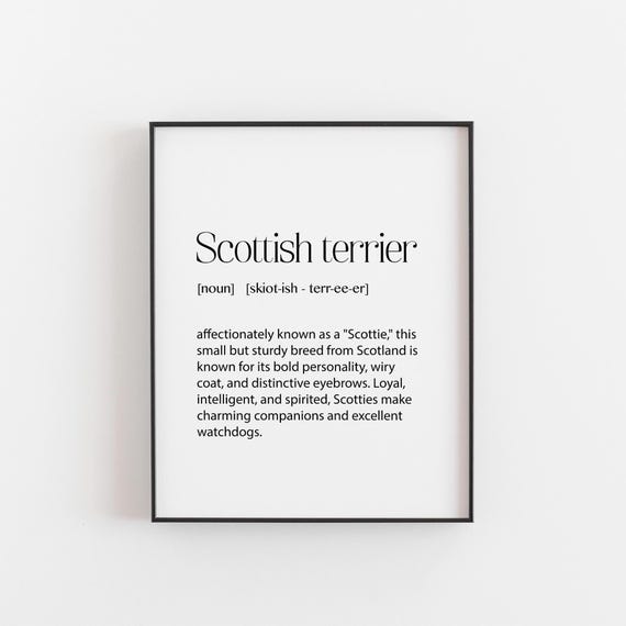 Scottie Dog Print Charming Scottish Terrier Definition Gift For Owners Witty Pup Lover Art Pet Memorial Or Birthday
