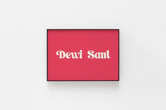 Dewi Sant Welsh Print St David Red Retro Typography Room Decor