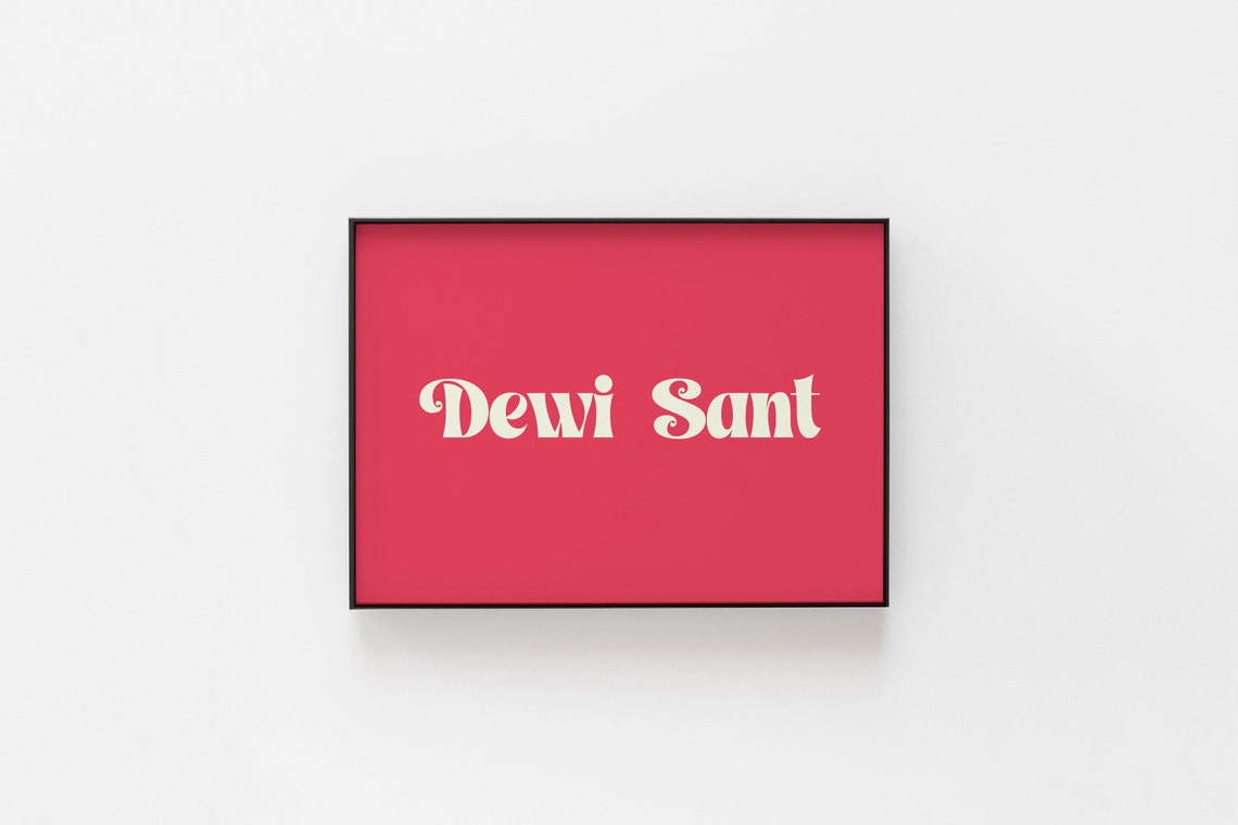 Dewi Sant Welsh Print St David Red Retro Typography Room Decor