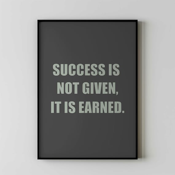 Success Is Not Given It Is Earned Bold Motivational Quote Poster