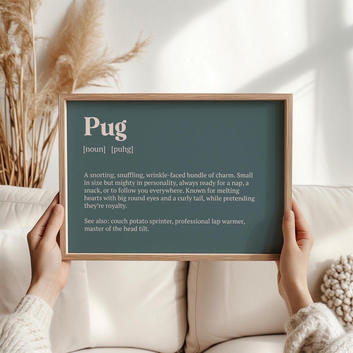 Pug Definition Print, Funny Dog Wall Art