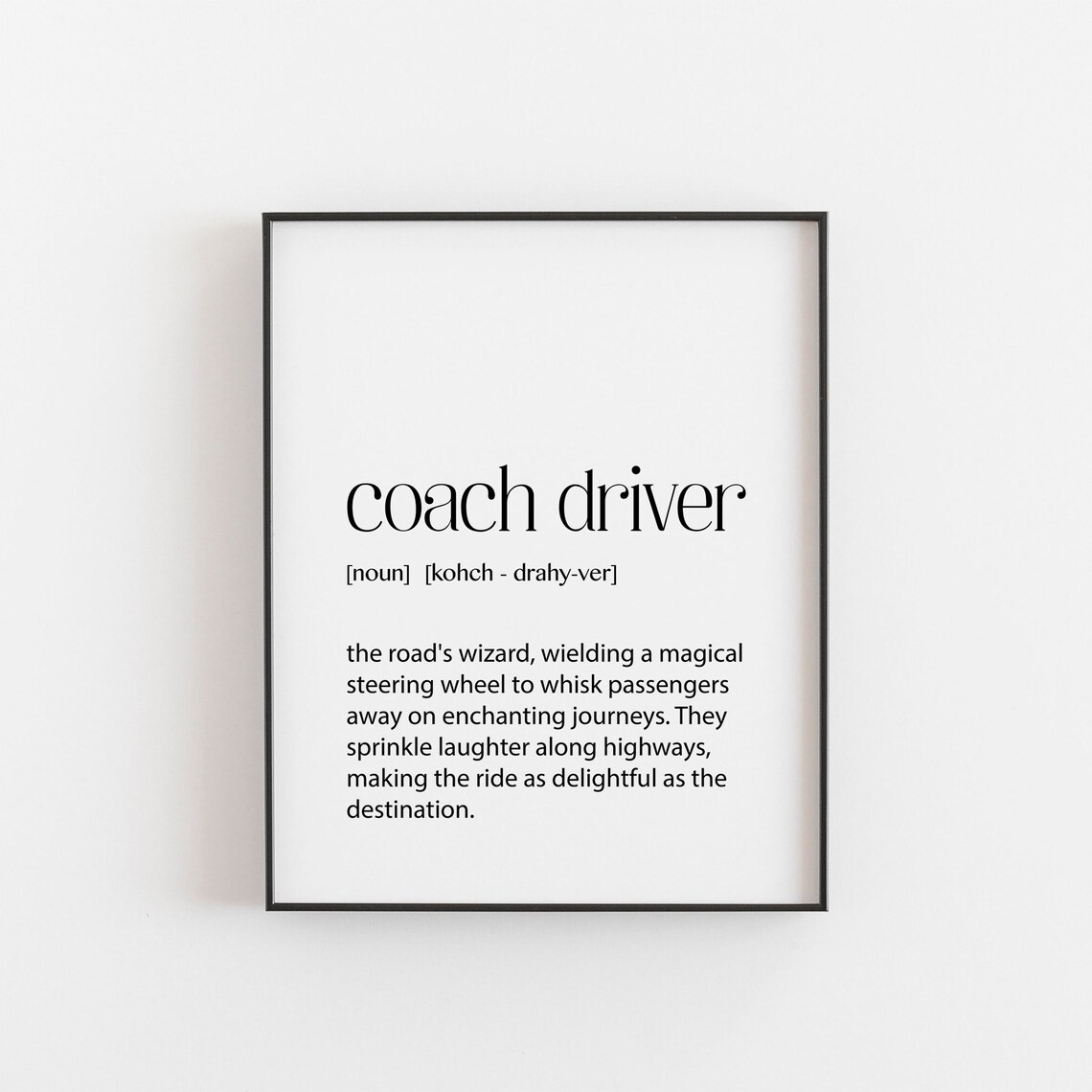 Coach Driver Definition Print, Transportation Travel Poster