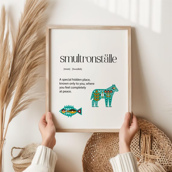Smultronstlle Swedish Word Print Scandinavian Wall Art Hygge Nordic Decor Meaningful Quote Poster Calm Home Gift