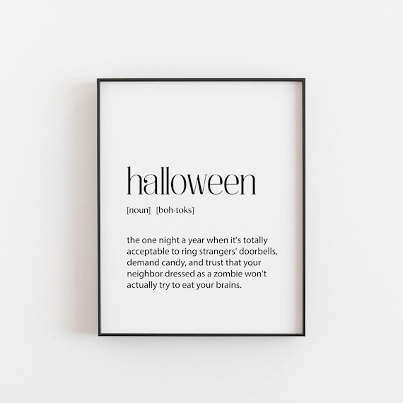 Halloween Funny Definition Dictionary Poster for Spooky Season Decor