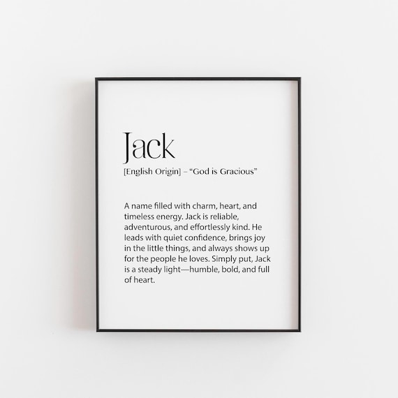Jack Name Meaning Print, Minimalist Nursery Art