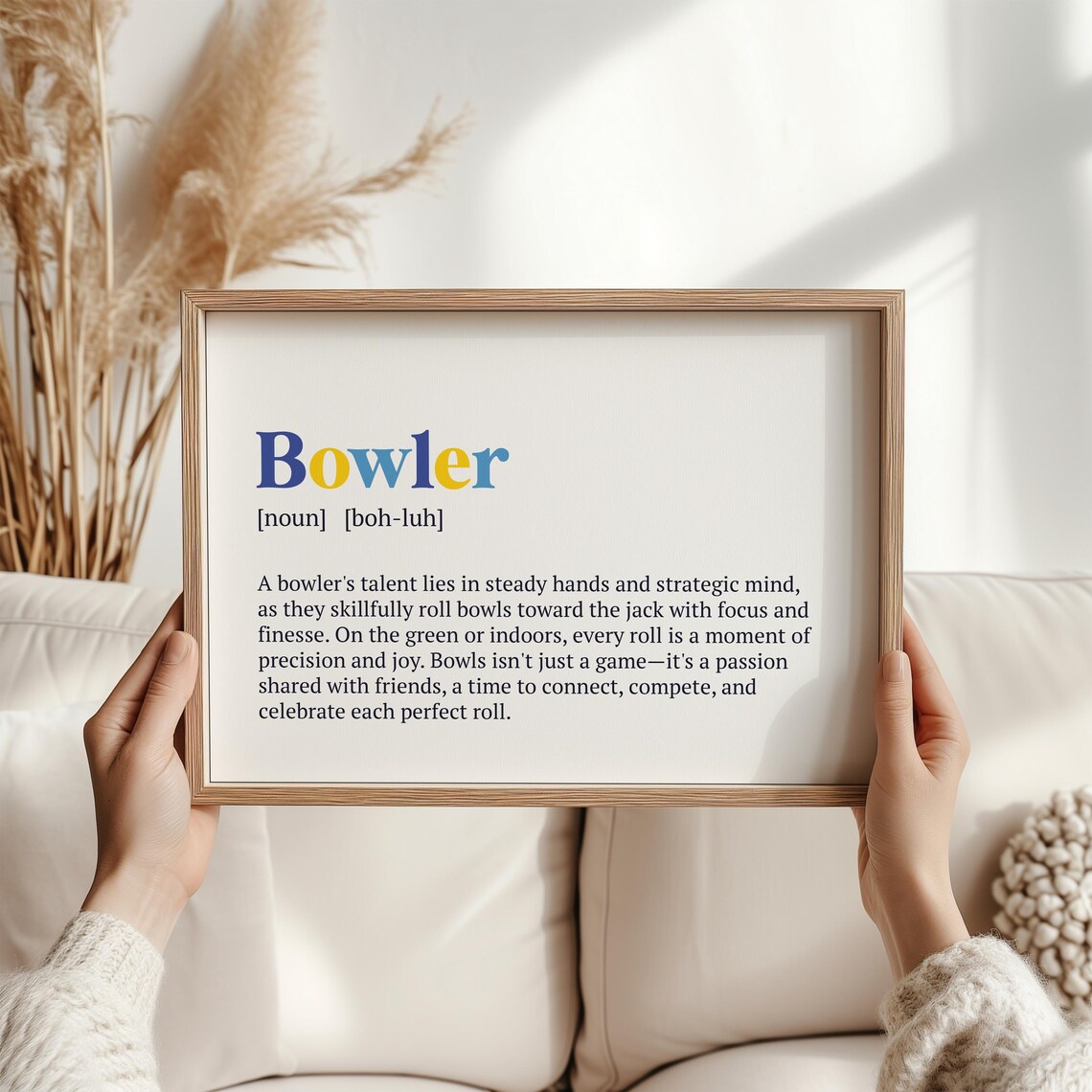 Lawn Bowls Christmas Wall Art Print, Bowler Gift - Image 4
