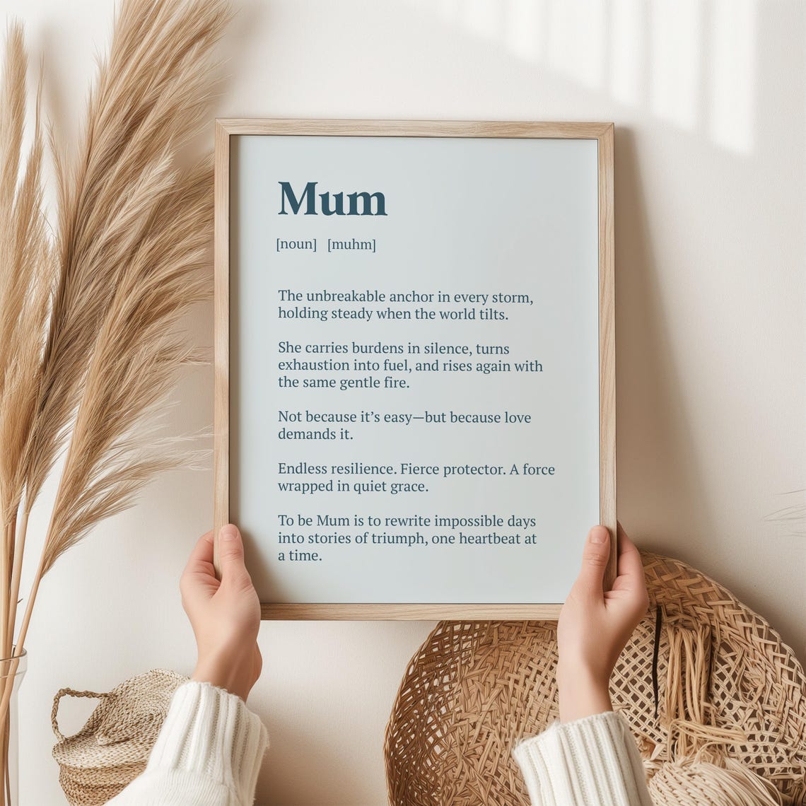 Mum Definition Heartfelt Tribute Fierce Protector Grace Gift Poster