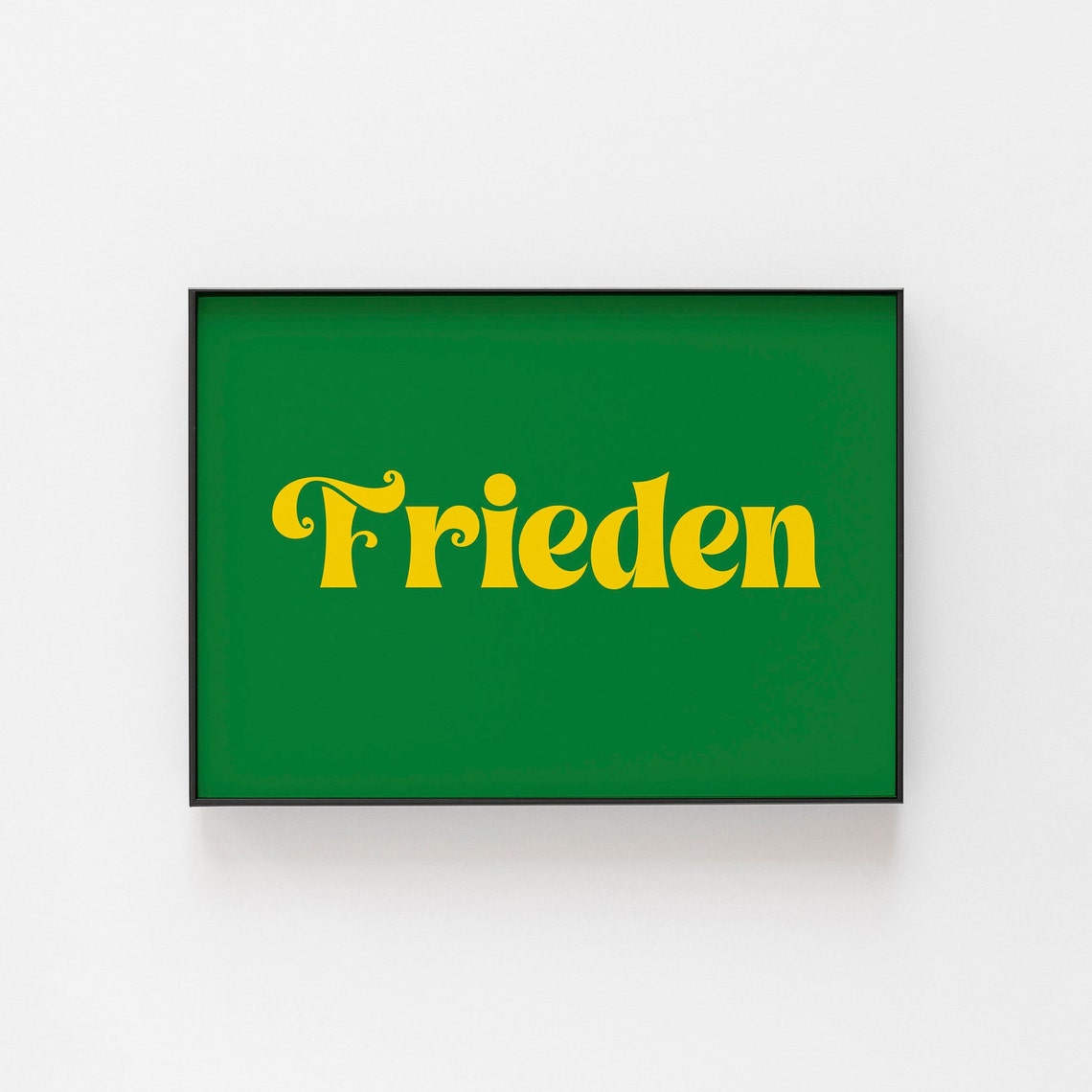 Frieden German Word For Peace Bold Retro Yellow Green Poster