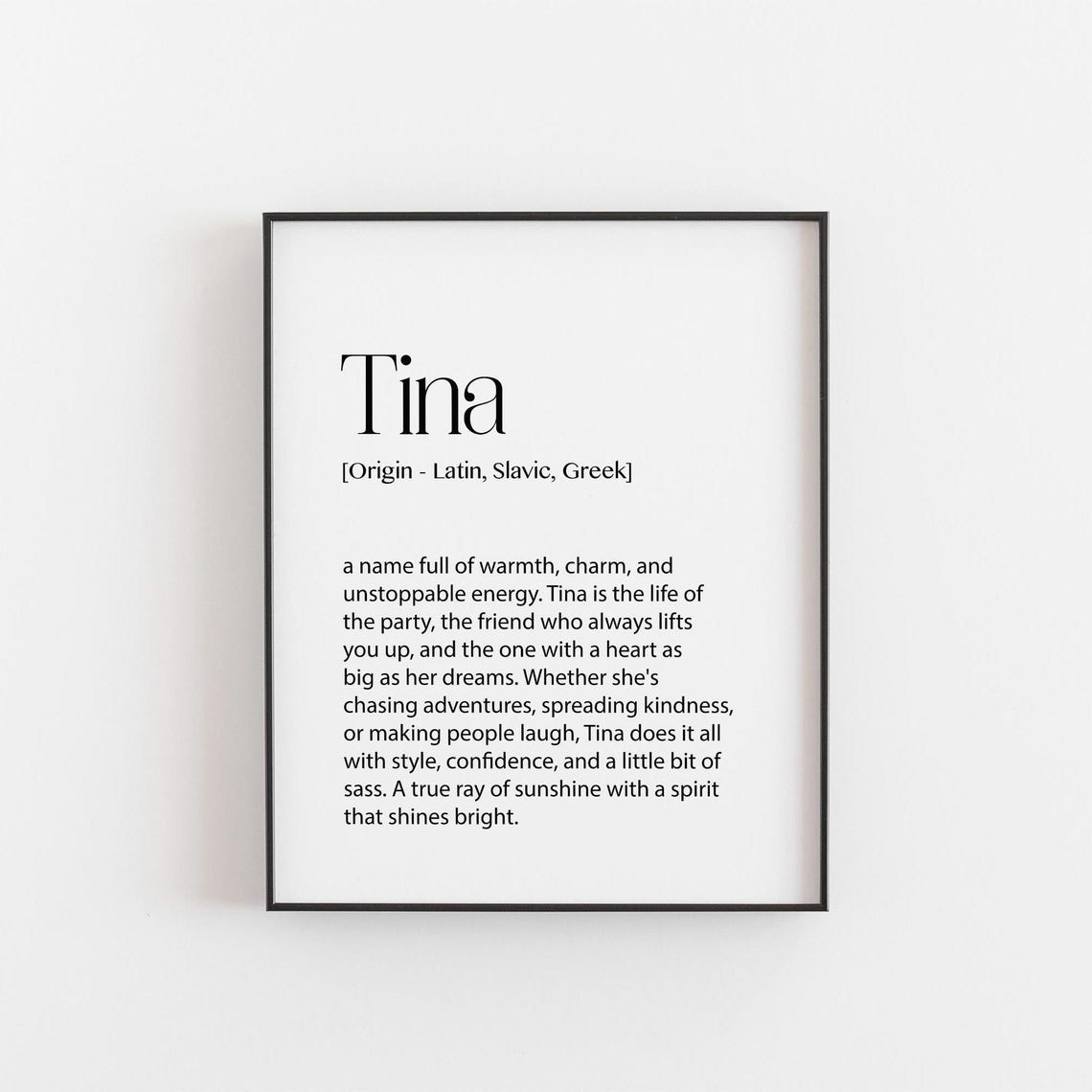 Tina Name Meaning Poster Personalized Gift Nursery Wall Decor Origin