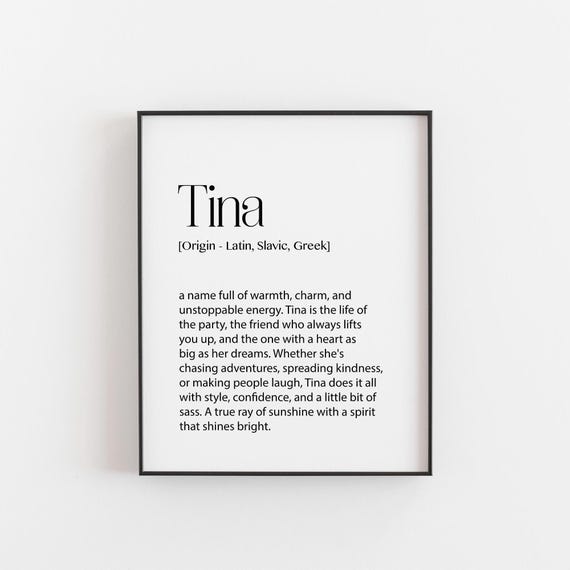Tina Name Meaning Print Baby Shower Keepsake Personalised Nursery Decor Origin Meaningful Gift Kids Room Art Ideas