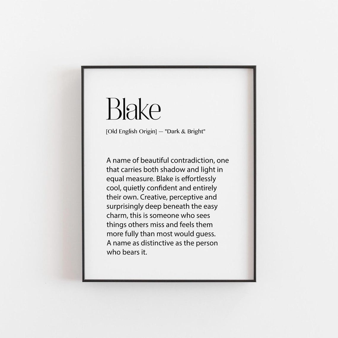 Blake Name Print Personalised Meaning Gift Typography Wall Art Baby Shower