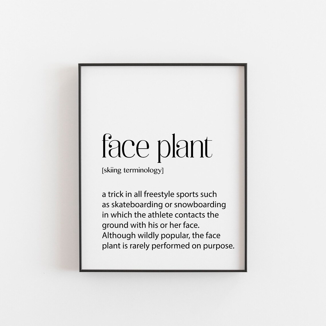 Skiing Face Plant Definition Poster, Ski Wall Art