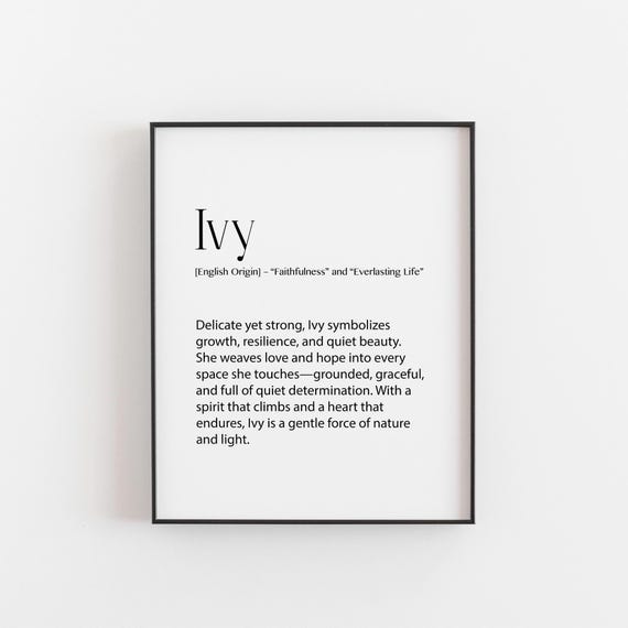 Ivy Name Meaning Botanical Nursery Art Print