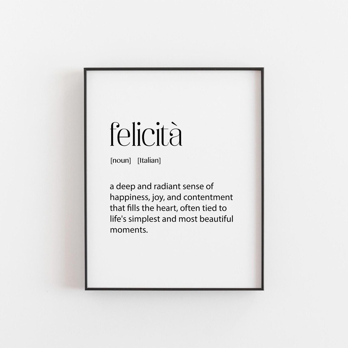 Felicit Definition Art Print, Italian Word Art