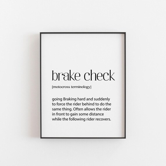 Brake Check Motocross Terminology Dictionary Definition Art Poster