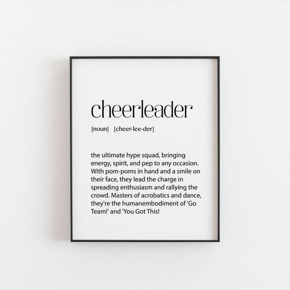Cheerleader Definition Art Print, Dorm Bedroom Decor