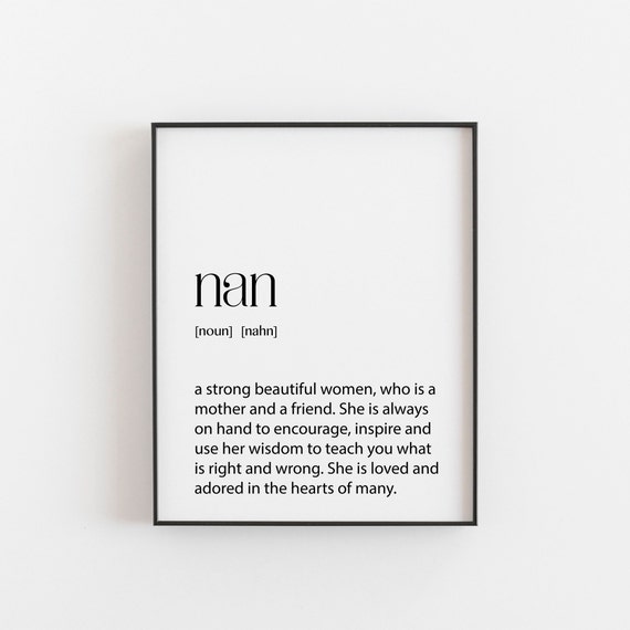 Nan Noun Definition Print Heartwarming Gift for Nanna Grandma