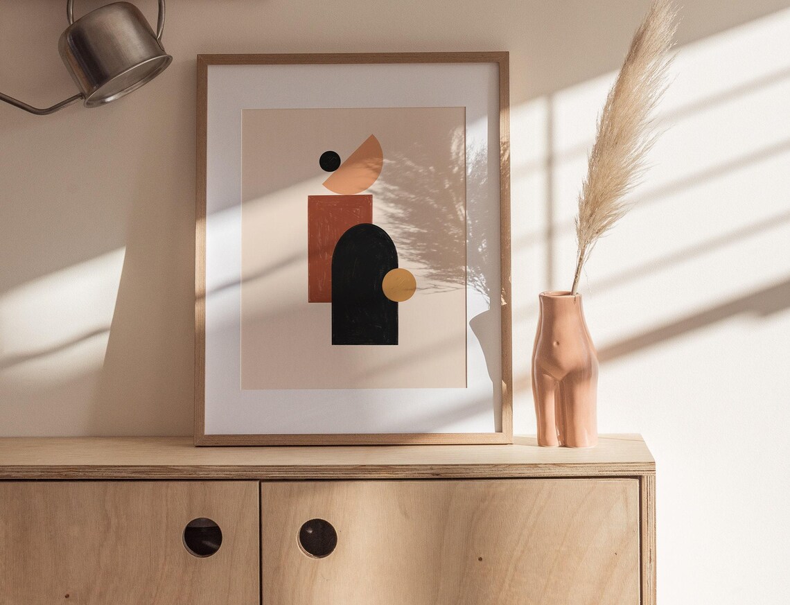 Neutral Boho Geometric Abstract Arch Shapes Terracotta Poster - Image 2