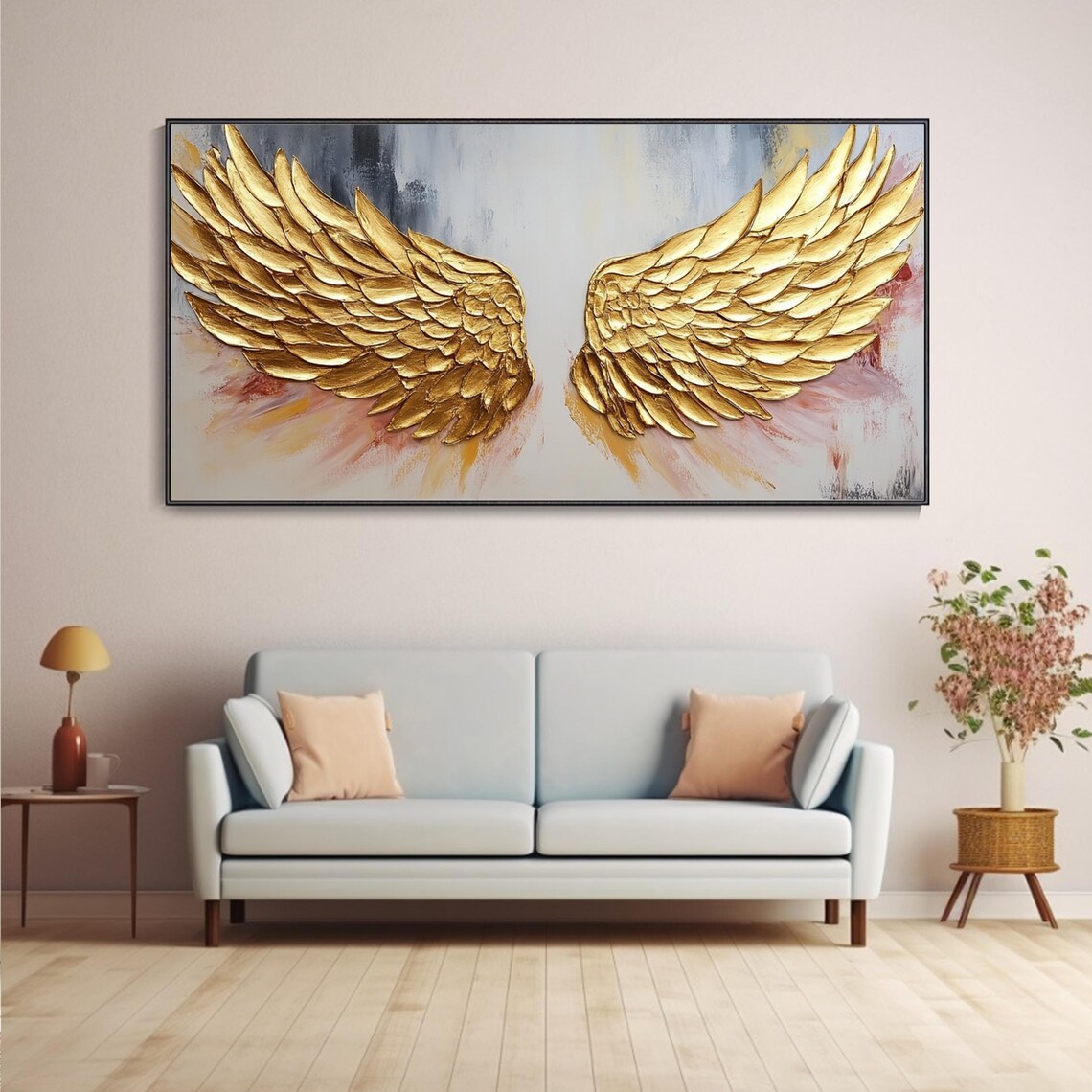Golden Angel Wings Textured Abstract Painting Warm Neutral Wall Poster - Image 5