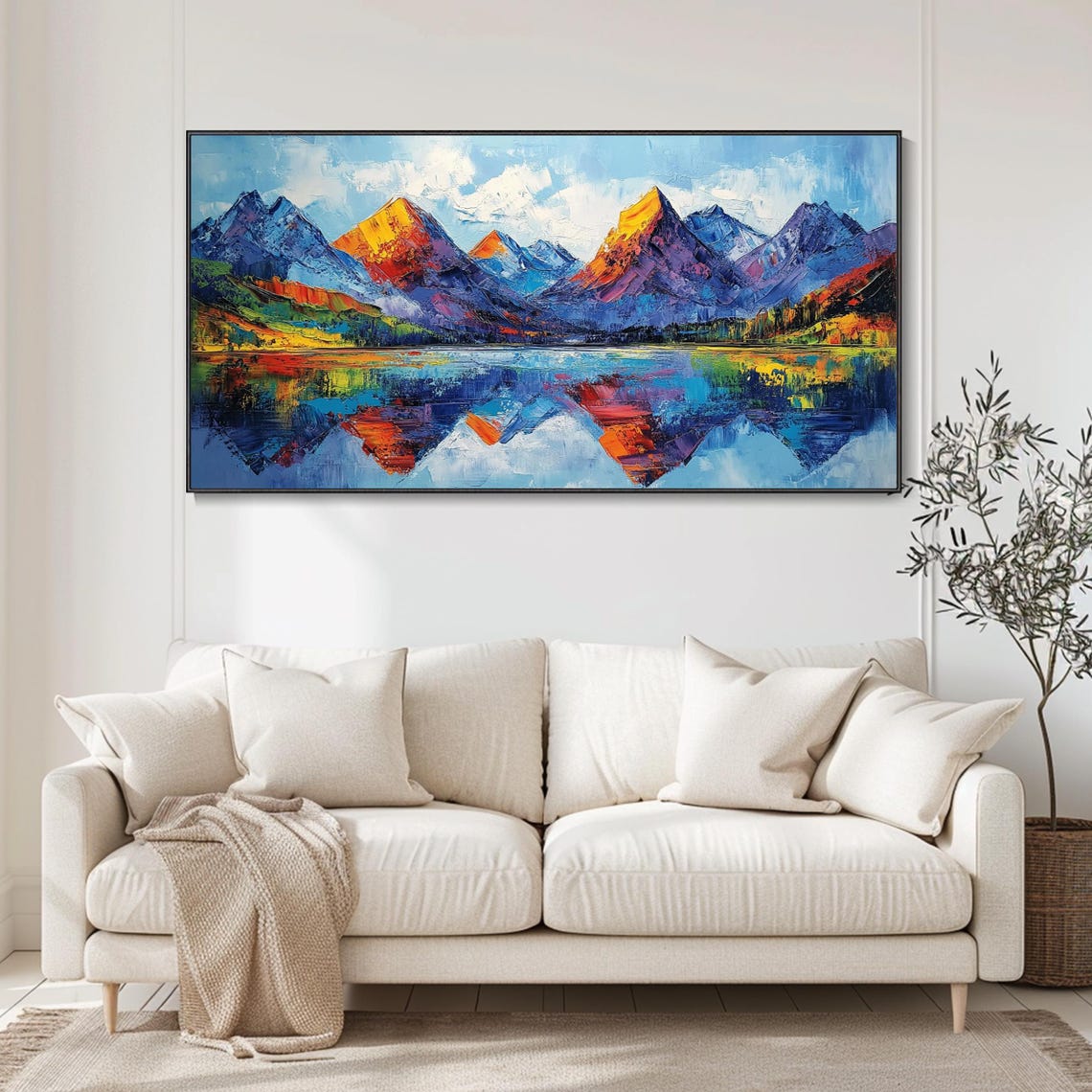 Colorful Mountain Peaks Mirror Lake Reflection Abstract Art Poster - Image 4