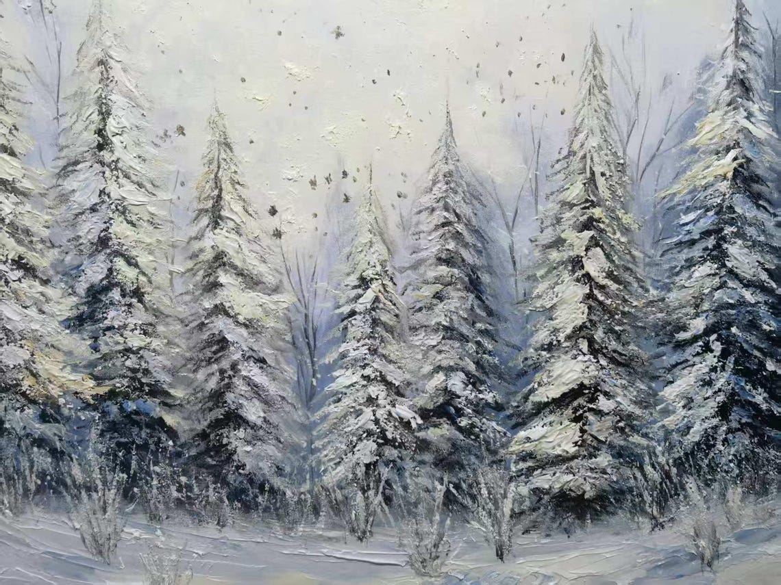 Panoramic Snowy Pine Forest Winter Landscape Golden Sky Poster - Image 2