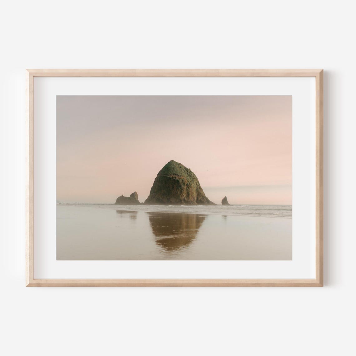 Haystack Rock Rising From the Ocean at Sunset Oregon Coast Poster