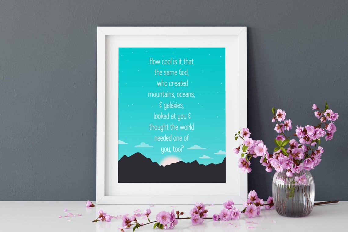 How Cool Is It the Same God Teal Mountains Inspirational Quote Poster - Image 2