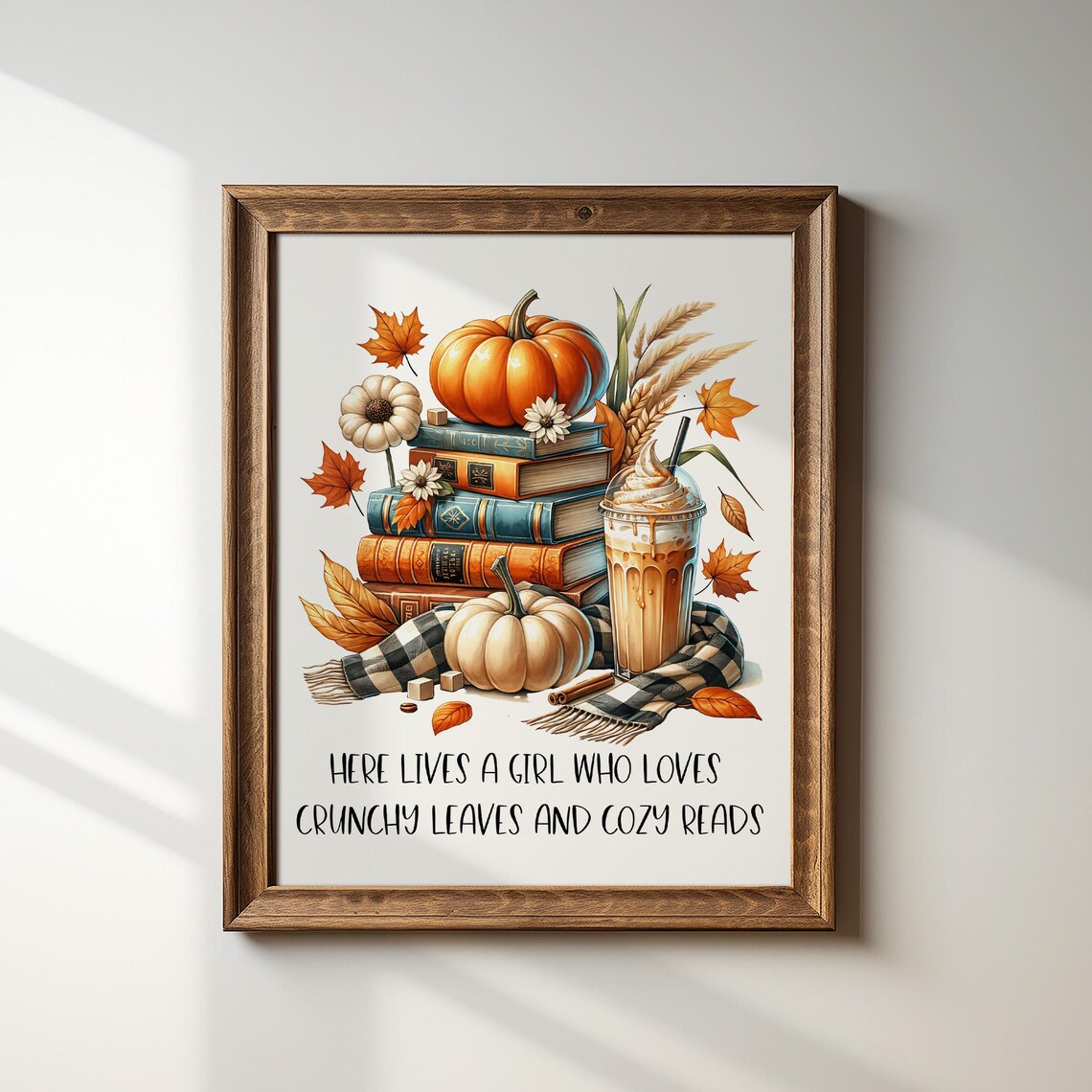 Autumn Book Lover Quote Crunchy Leaves And Cozy Reads Fall Wall Art - Image 3