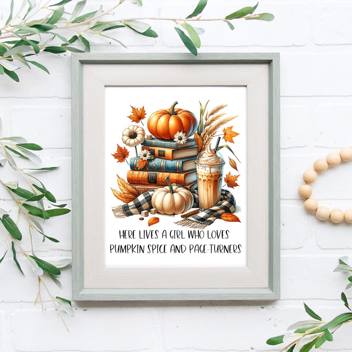 Pumpkin Spice And Page Turners Autumn Book Lover Fall Quote Wall Art - Image 2