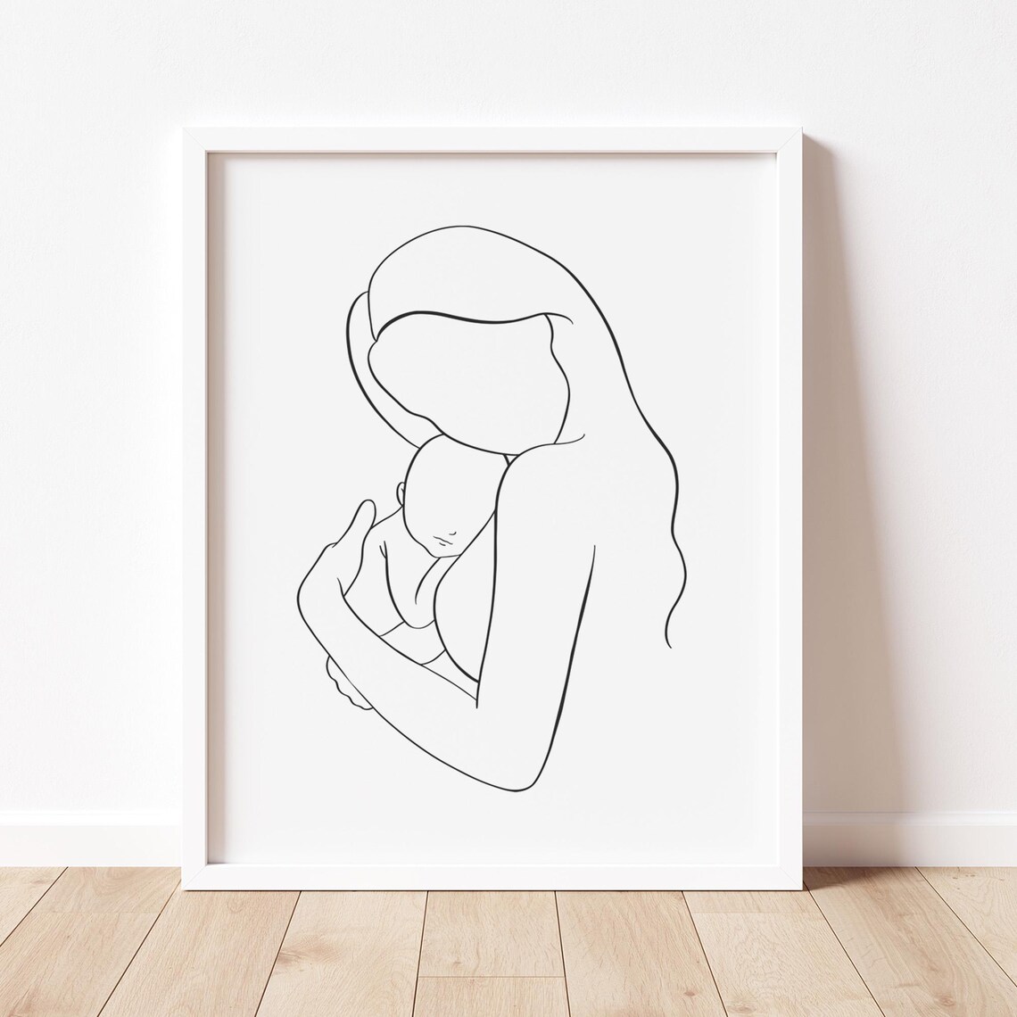 Mother And Child Minimalist Nordic Nursery Art Print