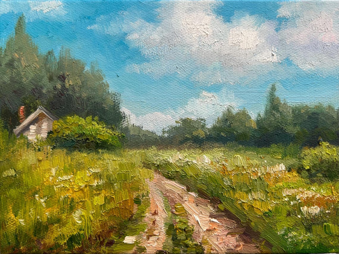 Summer Landscape Oil Painting In The Suburbs Small Oil Painting Home Wall Decoration Wall Art Oil Painting Special Gifts - Image 5
