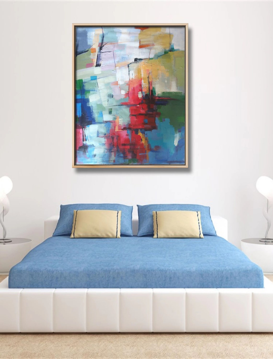 Bold Abstract Red Blue Green Blocks Modern Colorful Art Print - Image 3