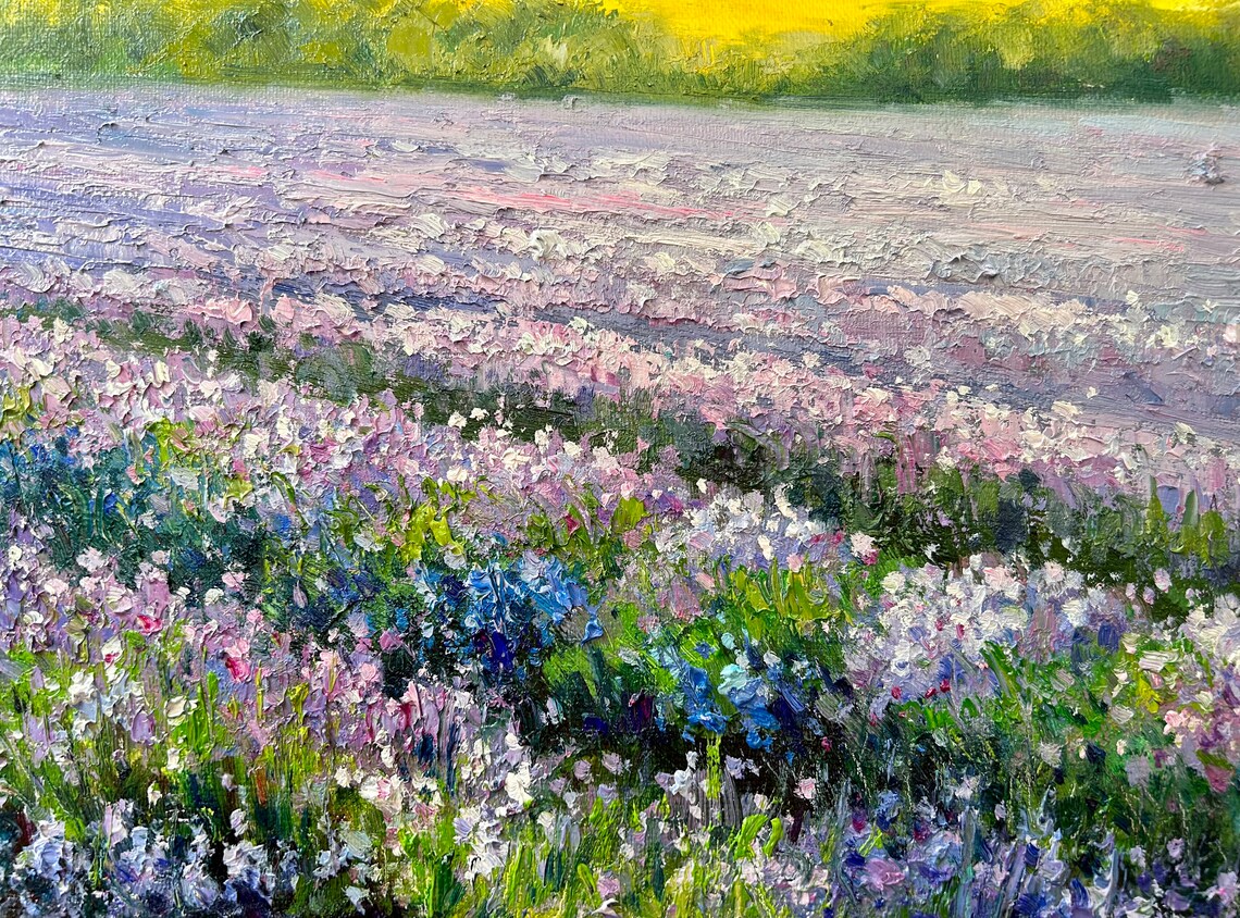 Lavender Field Purple Rows Sunset Golden Sky Landscape Poster - Image 2