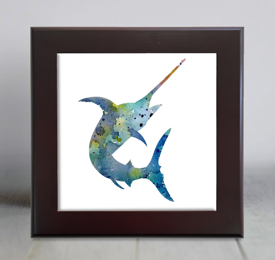 Swordfish Ceramic Tile Swordfish Decorative Tile Ceramic Tile Fish Lover Gift Unique Fishing Gifts - Image 2